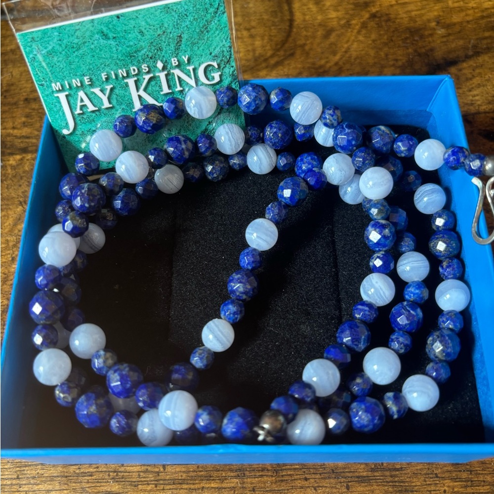 Mine Finds by Jay King Lapis Lazuli Blue Lace Agate 36” Beaded Necklace (P)
